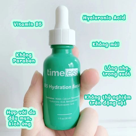 Tinh Chất Serum Timeless Vitamin B5 30ml - Phục Hồi Da, Giảm Mụn, Cấp Ẩm Sâu, Dành Cho Da Dầu Nhạy Cảm, An Toàn Không Hương Liệu