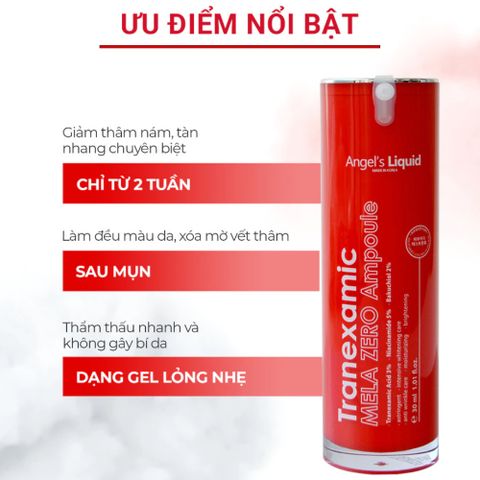 Tinh Chất Serum Giảm Thâm Nám Angel's Liquid Mela Zero Ampoule Đỏ/Trắng 30ml - Làm Sáng Da, Giảm Nám, Dưỡng Ẩm, Phục Hồi Da Tổn Thương