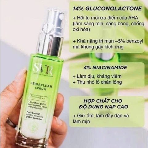 Serum SVR Sebiaclear 30ml - Chuyên Sâu Giảm Mụn, Mờ Thâm, Dưỡng Ẩm Cho Da Nhạy Cảm và Da Dầu