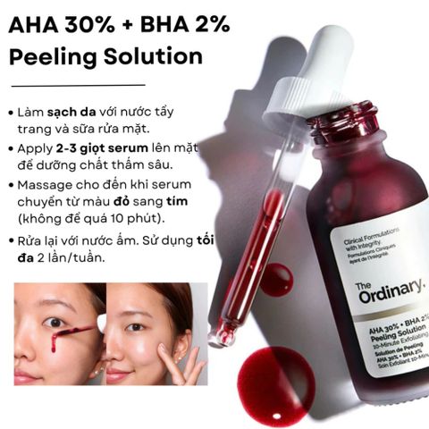 Tinh Chất Serum Tẩy Tế Bào Chết The Ordinary AHA 30% + BHA 2% 30ml - Giải Pháp Làm Sáng Da, Cải Thiện Mụn, Se Khít Lỗ Chân Lông