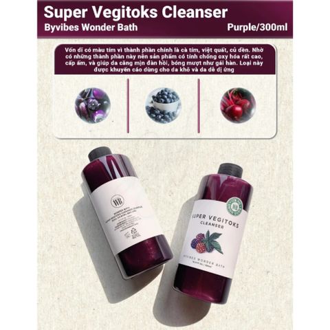 Sữa Rửa Mặt Rau Củ Quả Super Vegitoks 300ml - Sủi Bọt Thải Độc, Dưỡng Da Tự Nhiên Cho Mọi Loại Da, Hàn Quốc
