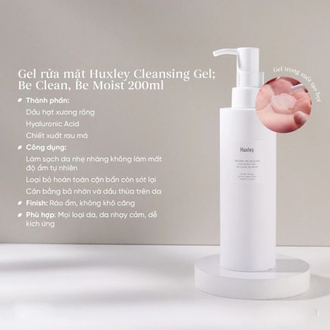 Sửa Rửa Mặt Dạng Gel Huxley Secret Of Sahara 200ml – Làm Sạch Dịu Nhẹ, Cấp Ẩm Sâu Cho Da Nhạy Cảm
