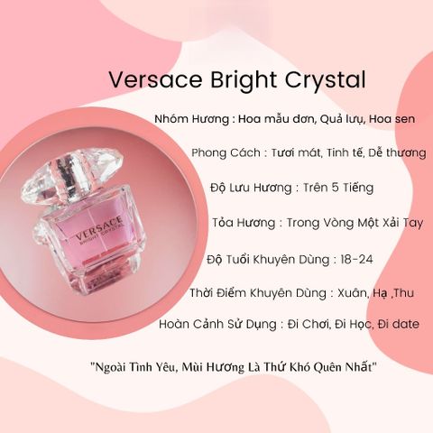 Nước Hoa Mini Nữ Versace Bright Crystal EDT 5ml - Hương Thanh Khiết, Quyến Rũ, Trẻ Trung, Sang Trọng, Thích Hợp Mọi Dịp
