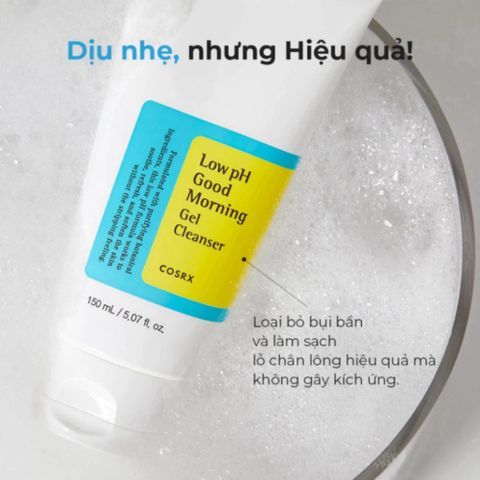 Sữa Rửa Mặt Gel Cosrx Low pH Good Morning 150ml - Làm Sạch Dịu Nhẹ, Kháng Khuẩn Tràm Trà, Phù Hợp Da Dầu, Nhạy Cảm, Mụn