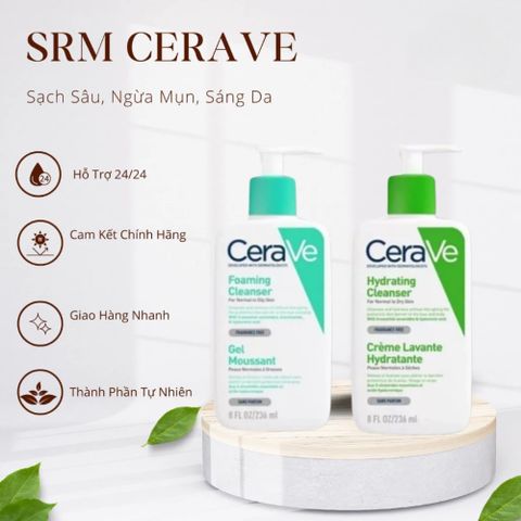 Sữa Rửa Mặt CeraVe Làm Sạch & Dưỡng Ẩm Dịu Nhẹ 236ml/473ml - Dành Cho Da Nhạy Cảm, Kiểm Soát Mụn Hiệu Quả