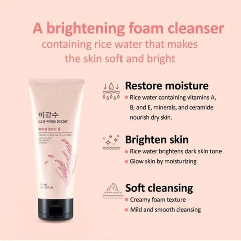 Sữa Rửa Mặt Gạo The Face Shop 150ml - Tẩy Trang, Làm Sáng Da, Chiết Xuất Từ Nước Gạo và Hạt Cám Gạo Mịn, Dưỡng Ẩm Tốt