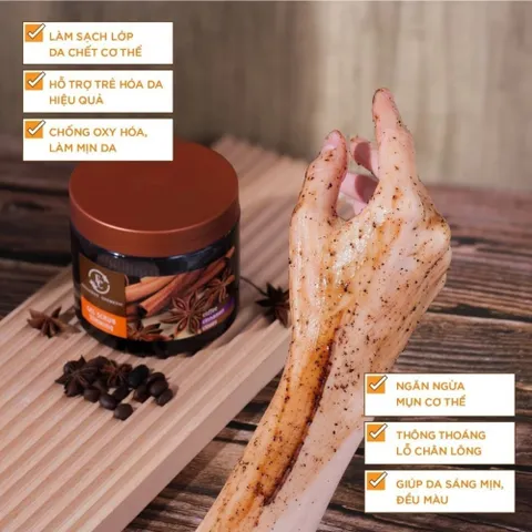 Tẩy Da Chết Cơ Thể Body Quế Hồi Coffee 380g – Làm Mịn Da, Giảm Viêm Lỗ Chân Lông, Dưỡng Da Săn Chắc