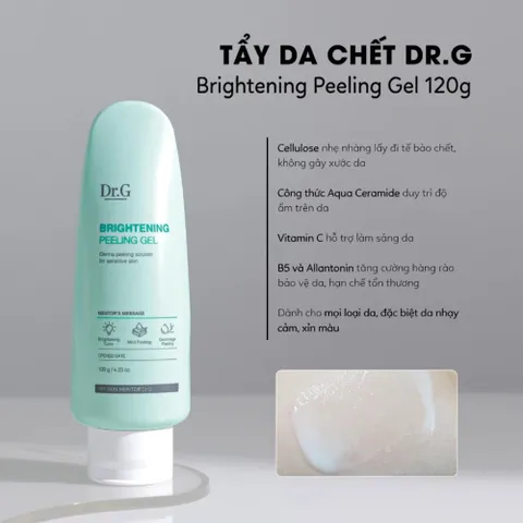 Tẩy Da Chết Dạng Gel Dr.G Brightening Peeling 120g - Dịu Nhẹ, Làm Sáng Da Nhạy Cảm, Giảm Thâm, Cấp ẩm 8 loại Hyaluronic Acid