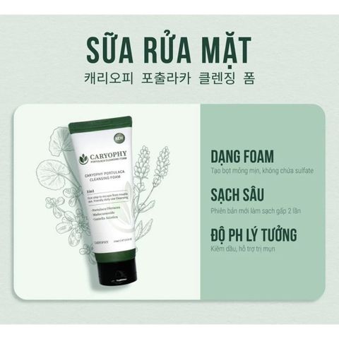 Sữa Rửa Mặt Caryophy 150ml - Ngừa Mụn Hiệu Quả, Sạch Sâu Gấp 2 Lần, Dưỡng Ẩm Chuyên Sâu, Phù Hợp Với Mọi Loại Da
