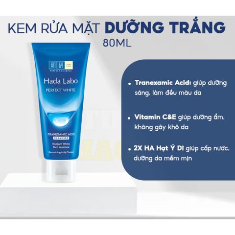 Sữa Rửa Mặt Dưỡng Ẩm Hada Labo 80g - Làm Sạch Bụi Bẩn, Cấp Ẩm Tối Đa Cho Da Mịn Màng, Đặc Biệt Cho Da Nhạy Cảm