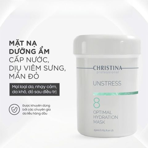 Mặt Nạ Dưỡng Ẩm Christina Unstress 8 250ml - Cấp Ẩm, Giảm Kích Ứng, Phục Hồi Da, Dưỡng Ẩm Sâu Cho Mọi Loại Da