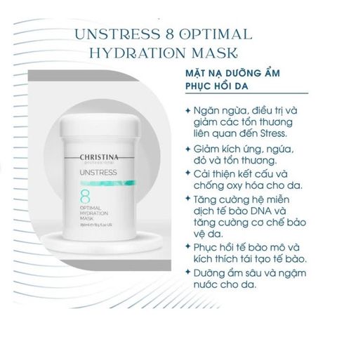 Mặt Nạ Dưỡng Ẩm Christina Unstress 8 250ml - Cấp Ẩm, Giảm Kích Ứng, Phục Hồi Da, Dưỡng Ẩm Sâu Cho Mọi Loại Da