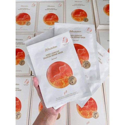 Mặt Nạ JMsolution Water Luminous Salmon Repair - Hộp 5 Miếng Cấp Ẩm, Phục Hồi Da, Chống Lão Hóa Cho Làn Da Mịn Màng, Căng Bóng