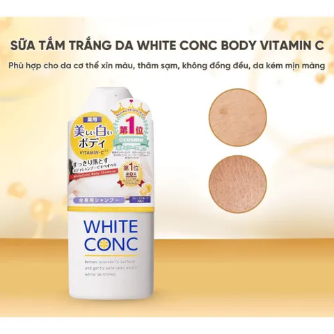 Sữa Tắm Trắng Da White Conc Body Vitamin C Nhật Bản 600ml – Dưỡng Ẩm, Làm Sạch 387888