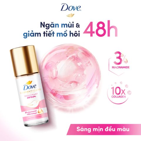 Lăn Khử Mùi Dove Serum Ngăn Mùi 3% Niacinamide 45ml – Giảm Thâm, Dưỡng Sáng, Khô Thoáng Tối Ưu