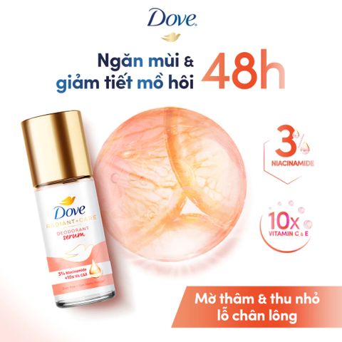 Lăn Khử Mùi Dove Serum Ngăn Mùi 3% Niacinamide 45ml – Giảm Thâm, Dưỡng Sáng, Khô Thoáng Tối Ưu