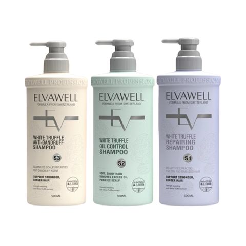 Bộ Dầu Gội Xả Nấm Truffle Elvawell 1000ml - Phục Hồi Tóc Hư Tổn, Giảm Gàu, Kiểm Soát Dầu Bết, Dưỡng Mềm Mượt