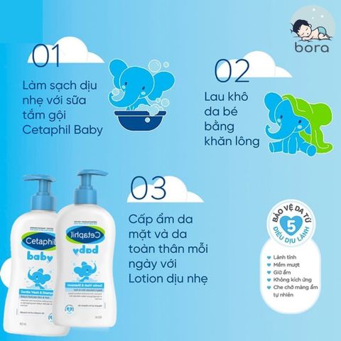 Sữa Tắm Gội Cetaphil Baby Wash & Shampoo 2in1 400ml - Dưỡng Ẩm, Dịu Nhẹ, An Toàn Cho Da Trẻ Sơ Sinh