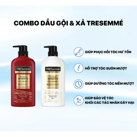 Dầu Gội Xả Tresemmé Keratin Smooth Thái Lan 370ml – Phục Hồi Tóc Hư Tổn, Mềm Mượt Suôn Bóng 387932