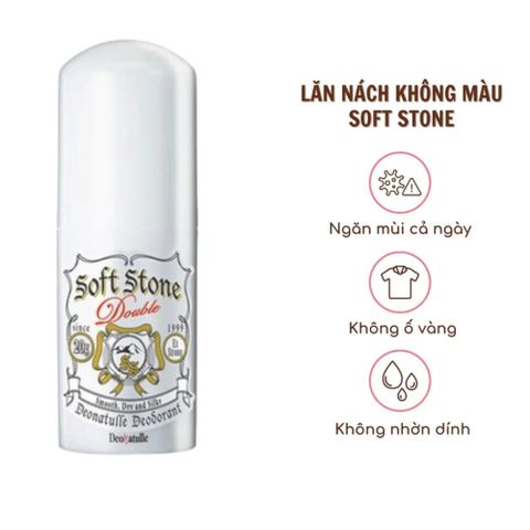 Lăn Nách Đá Khoáng Soft Stone Nhật Bản 20g - Khử Mùi, Giảm Tiết Mồ Hôi, An Toàn Cho Da Nhạy Cảm, Tiện Dụng, Hiệu Quả Lâu Dài