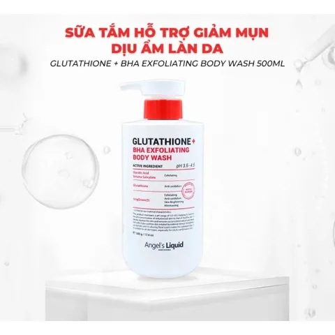 Sữa Tắm Giảm Mụn Angel's Liquid Glutathione + BHA Exfoliating Body Wash 500ml – Làm Sạch Da 387941