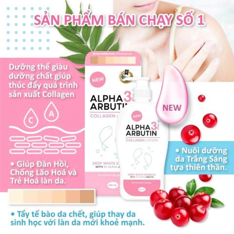Bộ Đôi Sữa Tắm và Dưỡng Thể Alpha Arbutin 3+ - Chăm Sóc Da Sáng Mịn, Dưỡng Ẩm, Phù Hợp Mọi Loại Da, Xuất Xứ Thái Lan