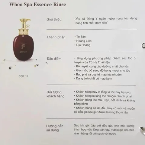 Set Dầu Gội Xả Whoo Spa Essence Shampoo Chăm Sóc Da Đầu, Phục Hồi Tóc Hư Tổn 387945