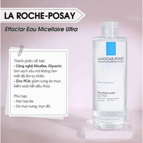 (Sales) Nước Tẩy Trang La Roche-Posay Effaclar Micellar Water 400ml - Dành cho Da Dầu Nhạy Cảm, Làm Sạch Hiệu Quả và Dịu Nhẹ Chính hãng