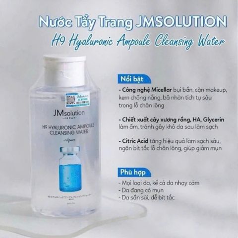 Nước Tẩy Trang JMsolution Cleansing Water 500ml/850ml - Sạch Sâu, Dịu Nhẹ, Cấp Ẩm Cho Mọi Loại Da, Làm Sạch Makeup Hiệu Quả