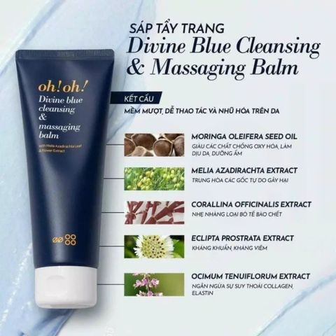 Sáp Tẩy Trang Oh Oh Divine Blue Cleansing, Massaging Balm 150ml – Làm Sạch Sâu, Thư Giãn Da Mỗi Ngày