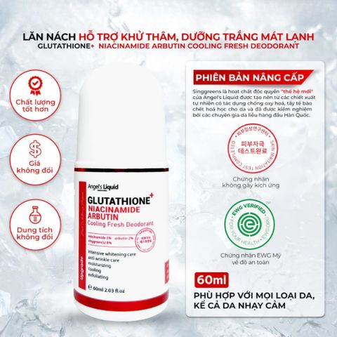 Lăn Nách Angel’s Liquid Glutathione 60ml - Giảm Thâm, Khử Mùi, Làm Sáng Da Vùng Nách Hàn Quốc, Dạng Lăn Thẩm Thấu Nhanh