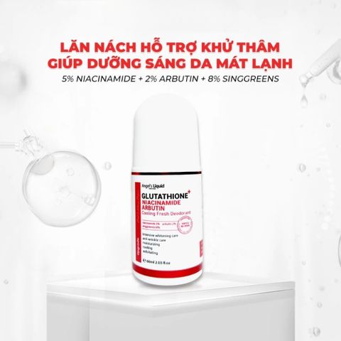 Lăn Nách Angel’s Liquid Glutathione 60ml - Giảm Thâm, Khử Mùi, Làm Sáng Da Vùng Nách Hàn Quốc, Dạng Lăn Thẩm Thấu Nhanh