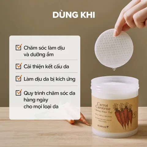 Toner Pad Skinfood Cà Rốt Carotene 60 Miếng 250g – Làm Dịu Da, Giảm Mẩn Đỏ, Dưỡng Ẩm 388021
