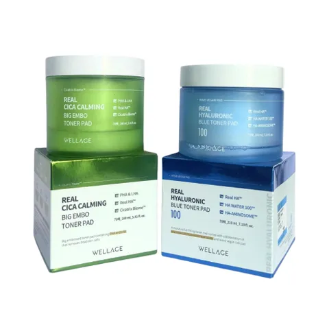 Toner Pad Wellage 70 Miếng – Hyaluronic Dưỡng Ẩm / Cica Calming Làm Dịu Da, Sạch Thoáng