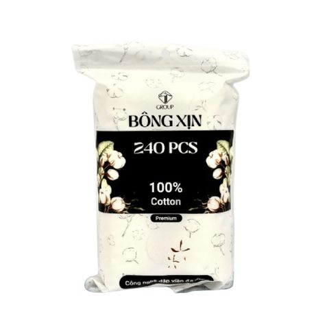 Bông Tẩy Trang Dập Đa Điểm 240 Miếng - 100% Cotton Thiên Nhiên, Mềm Mịn, Không Xơ Bông, Phù Hợp Mọi Loại Da