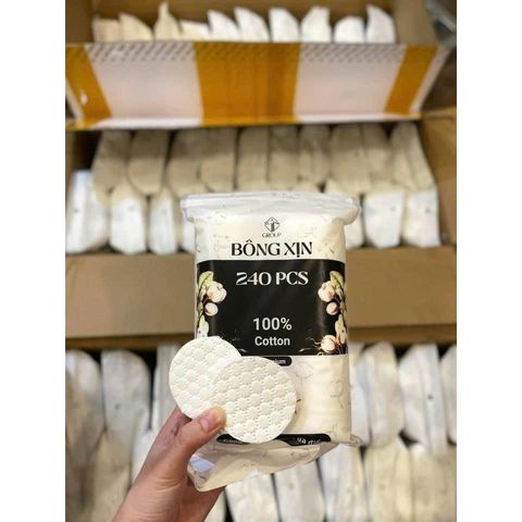 Bông Tẩy Trang Dập Đa Điểm 240 Miếng - 100% Cotton Thiên Nhiên, Mềm Mịn, Không Xơ Bông, Phù Hợp Mọi Loại Da