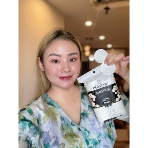 Bông Tẩy Trang Dập Đa Điểm 240 Miếng - 100% Cotton Thiên Nhiên, Mềm Mịn, Không Xơ Bông, Phù Hợp Mọi Loại Da
