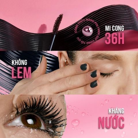 Chuốt Mi Mascara Hyper Curl Waterproof Thái Lan - Đen Tự Nhiên Không Lem Không Trôi, Duy Trì Độ Cong Suốt Ngày