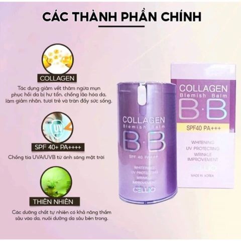Kem Nền BB Collagen Cellio Hàn Quốc SPF40 PA+++ 40ml - Dưỡng Ẩm, Che Phủ Tự Nhiên và Chống Nắng Hiệu Quả