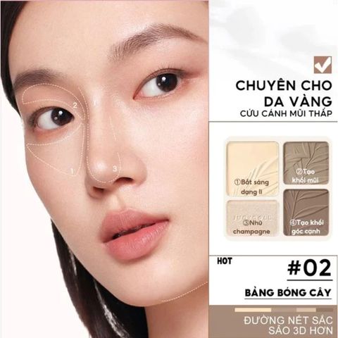 Bảng Phấn Highlight & Tạo Khối 4 Ô Judydoll - Chống Nước, Lâu Trôi, Mịn Nhẹ, Trang Điểm Chuyên Nghiệp, Dễ Sử Dụng cho Da Châu Á