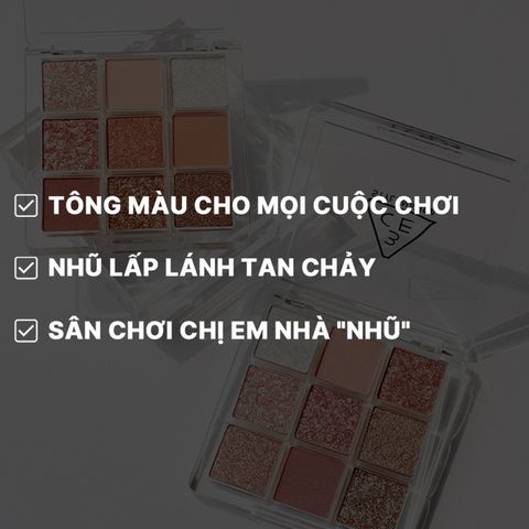 Bảng Phấn Mắt 3CE Multi Eye Color Palette 9 Màu Lâu Trôi - Phấn Mắt Tông Tự Nhiên, Bám Lâu, Mịn, Dễ Dàng Tán
