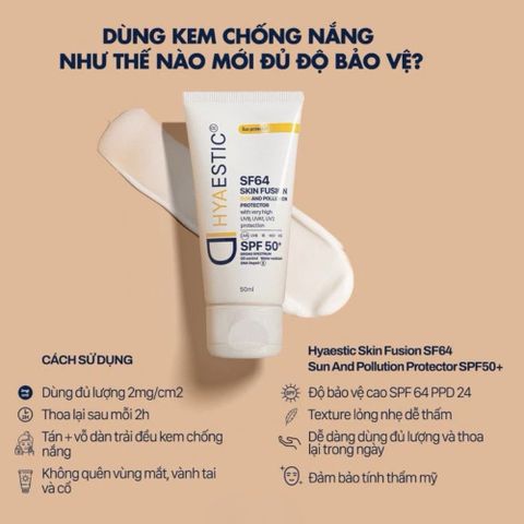 Kem Chống Nắng Hyaestic Skin Fusion SPF50+ - Bảo Vệ Da Toàn Diện, Ngăn Ngừa Lão Hóa, Phù Hợp Mọi Loại Da, Mỹ phẩm Chăm Sóc Da