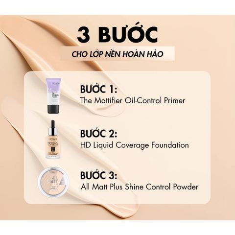 Kem Nền Catrice HD Liquid Coverage 24h SPF25 30ml - Che Phủ Tốt, Lâu Trôi, Mỏng Nhẹ, Phù Hợp Mọi Loại Da