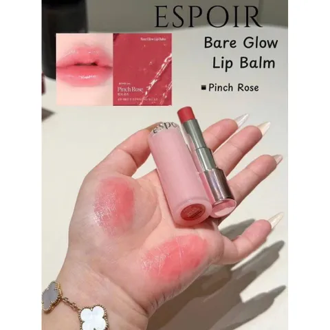 Set Son Dưỡng Espoir Bare Glow Lip Balm & Son Tint Bóng Mini Couture Glaze Ginger Peach Kèm Túi Giấy - Quà Tặng Làm Đẹp Hàn Quốc