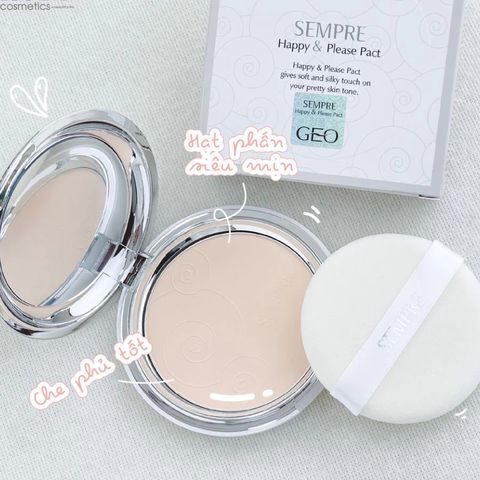 Phấn Phủ Geo Sempre Happy & Please Pact 22g - Kiềm Dầu, Dưỡng Ẩm, Lâu Trôi, Phấn Nén Cho Da Dầu & Hỗn Hợp, Hộp Sang Trọng