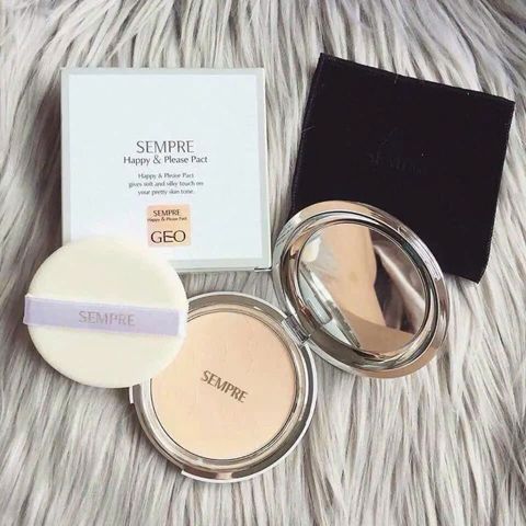 Phấn Phủ Geo Sempre Happy & Please Pact 22g - Kiềm Dầu, Dưỡng Ẩm, Lâu Trôi, Phấn Nén Cho Da Dầu & Hỗn Hợp, Hộp Sang Trọng