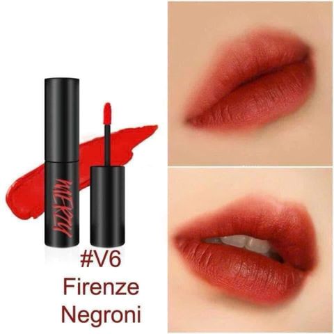Son Kem Lì Merzy The First Velvet Tint #V6 Ruby Rouge 3.8g - Đỏ Ruby Quyến Rũ, Mịn Lì, Bám Màu Lâu Trôi, Trang Điểm Tuyệt Đẹp
