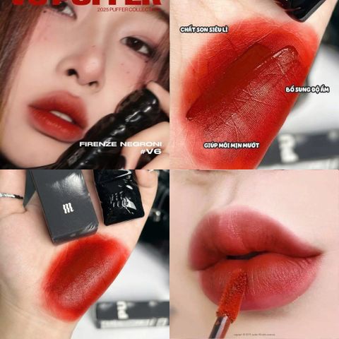 Son Kem Lì Merzy The First Velvet Tint #V6 Ruby Rouge 3.8g - Đỏ Ruby Quyến Rũ, Mịn Lì, Bám Màu Lâu Trôi, Trang Điểm Tuyệt Đẹp