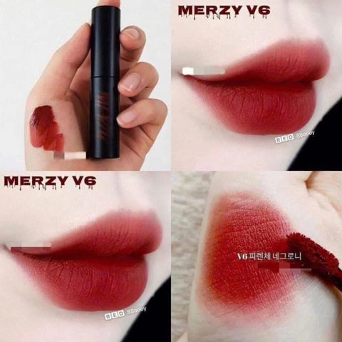 Son Kem Lì Merzy The First Velvet Tint #V6 Ruby Rouge 3.8g - Đỏ Ruby Quyến Rũ, Mịn Lì, Bám Màu Lâu Trôi, Trang Điểm Tuyệt Đẹp