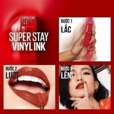 Son Kem Bóng Lì Lâu Trôi Maybelline Super Stay Vinyl Ink 120 Punchy - Màu Hồng Đậm Sang Trọng, Độ Bám Lâu, Dưỡng Môi Mịn Mướt